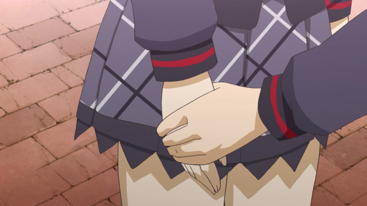 Hibiki takes Miku's hand